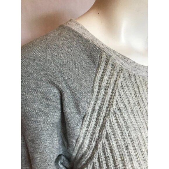 J. Crew Gray Sweater Sweatshirt W/ 100% Wool Cable Knit Front Panel, Size Small - Picture 6 of 12